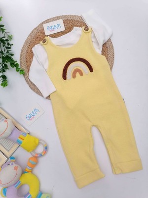 Coşay Kids Gökkuşağı Askılı 2'li Bebek Tulumu Sarı