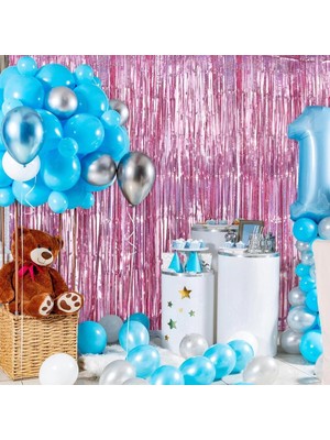 Twin Store Gold Renk Ekstra Metalize Parlak Saçaklı Arka Fon Perde Ithal 1x2 Metre