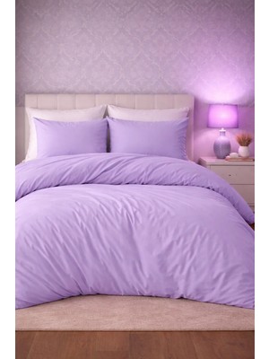 More Home  Çift Kişilik Yorgan Kılıfı + Yastık Kılıfı (Çarşafsız) Lila