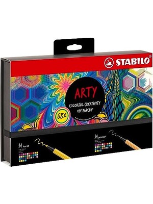 Arty Set - Point 88 & Pen 68 - Ince Keçe Uçlu Kalem ve Keçe Uçlu Boya Kalemi - 68'li Paket - Çeşitli Renkler
