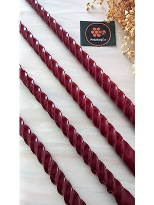 (4 Adet 27.5cm) Mum Konik Şamdan Mumu Doğal Petek Mum Dekoratif Kırılmaz Akmaz Mum Bal Mumu Beeswax Candle (Bordo)