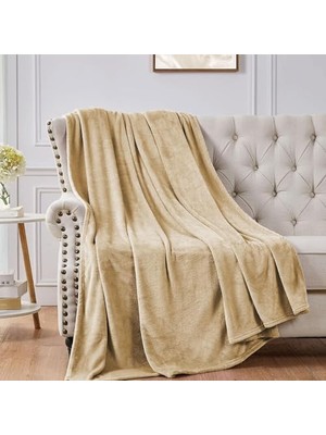 Polar Battaniye, 280GSM Süper Yumuşak Yatak Battaniyesi Peluş Rahat Hafif Flanel Battaniyeler Yatak, Kanepe, Seyahat, Kamp Için (Deve, 200X230CM)