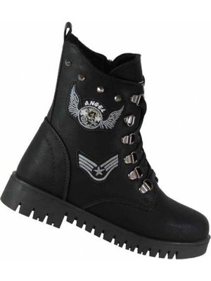 Twingo Kız Çocuk Bot Suni Deri Malzemeden Siyah Renk Kışlık Rahat Taban Özellikli