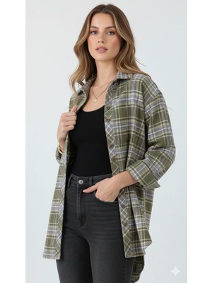 Paw Garage Kadın Christ Oduncu Gömlek, Oversize Geniş Kalıp