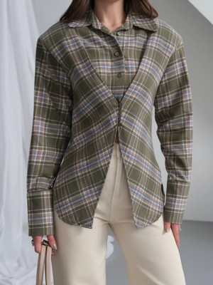 Paw Garage Kadın Louren Vatkalı Çapraz Kapama Ekose Gömlek, Oduncu Gömlek