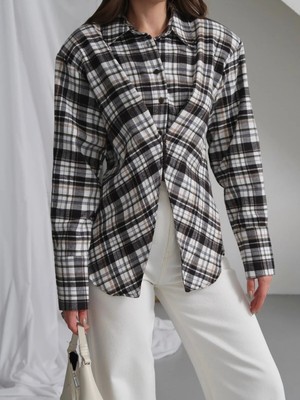 Paw Garage Kadın Louren Vatkalı Çapraz Kapama Ekose Gömlek, Oduncu Gömlek