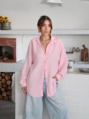 Paw Garage Kadın Lucy Müslin Kumaş Oversize Gömlek, Yaz-Bahar