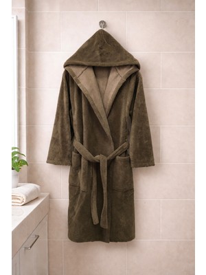 MySoft Home Triga Kadife Kapüşonlu Bornoz  %100 Pamuk