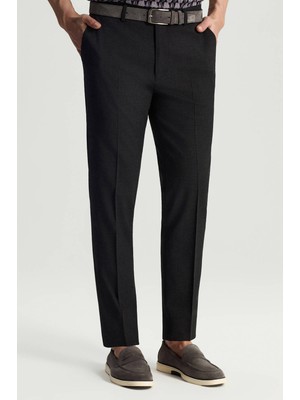 Hemington Pamuk Yün Karışım Siyah Chino Pantolon