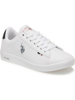 U.S. Polo Assn. Kadın Franco Sneaker Ayakkabı Suni Deri Beyaz Düz Taban 1pr
