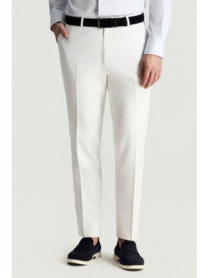 Hemington Pamuk Keten Karışım Beyaz Yazlık Chino Pantolon