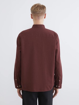 Lc Waikiki Bordo Regular Fit Keten Görünümlü Erkek Gömlek