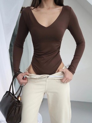 Paw Garage Kadın V Yaka Polyamid Bodysuit