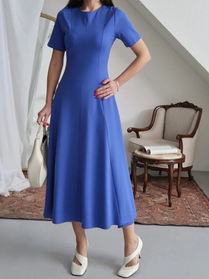 Paw Garage Kadın Çelik Interlok Kısa Kollu Gizli Fermuarlı Parçalı Elbise