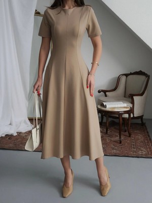 Paw Garage Kadın Çelik Interlok Kısa Kollu Gizli Fermuarlı Parçalı Elbise