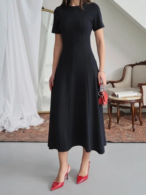 Paw Garage Kadın Çelik Interlok Kısa Kollu Gizli Fermuarlı Parçalı Elbise