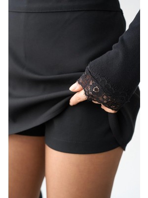 Cemo Kadın Tokalı Yüksek Bel Mini Etek