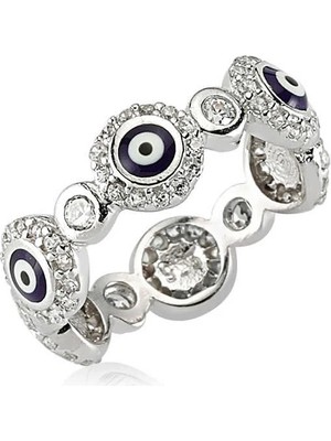 Inure Jewelry Gümüş Nazarlı Tamtur Bayan Yüzük