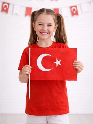 Parti Adresi Sopalı Türk Bayrağı Milli Bayram Kağıt El Bayrağı 30x20 cm 40'lı