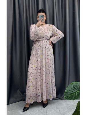 Nisum Moda Şifon Desenli Elbise