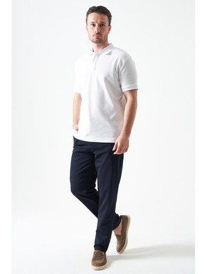 Tena Erkek Lacivert Beli Yarım Lastikli Pike Basic Pantolon