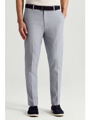 Hemington Pamuk Keten Karışım Mavi Yazlık Chino Pantolon