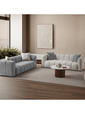 Eymense Nline Koltuk Takımı 3+3 Beyaz Gri