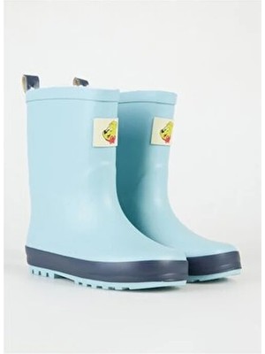 Haribo HRBFTW701 Ankle Fur Rain Çizme Mavi Düz Burunlu Düz Topuklu Su Geçirmez Kadın Ayakkabı