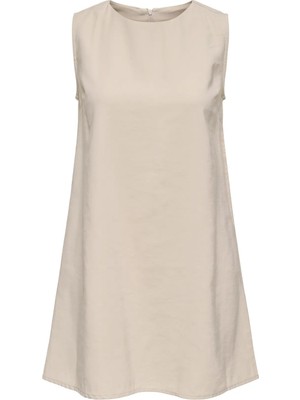 Only Kadın Yuvarlak Yaka Sıfır Kollu Bej Elbise - 15364156