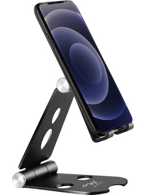 Masaüstü Alüminyum Mobil Stant, Ayarlanabilir Çok Açılı, Katlanabilir/tutucu Standı, Akıllı Telefonlar, Tabletler ve Ipad Için, Mobil Stant, Siyah