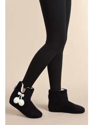 Redplay Kadın Zigzag Desenli Velsoft Panduf Siyah Renk İç Astar Esnek ve Kaydırmaz