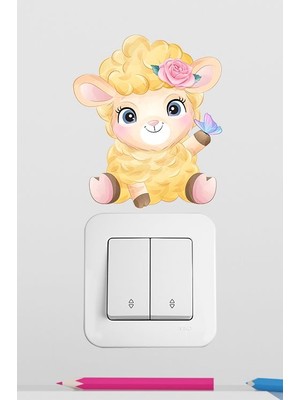 Pinkipay Sevimli Koyun Çocuk Odası Dekoratif Priz Stickerı