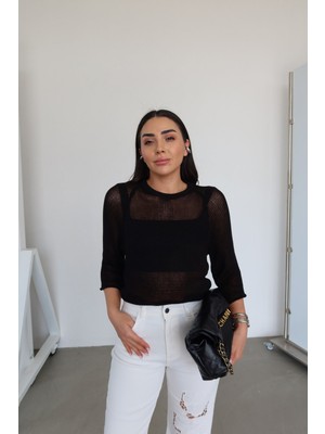 Özge Özgenç Bisiklet Yaka Merserize Triko