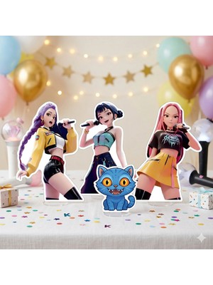 Dodomar K-Pop 4'lü Ayaklı Pano Seti Demon Hunter Huntrix Zoey Mira Rumi Derpy Tiger Masaüstü Set