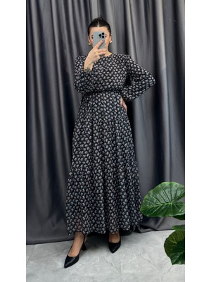 Nisum Moda Şifon Desenli Elbise