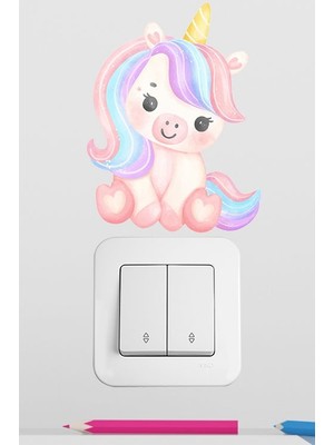 Pinkipay Sevimli Unicorn Çocuk Odası Dekoratif Priz Stickerı