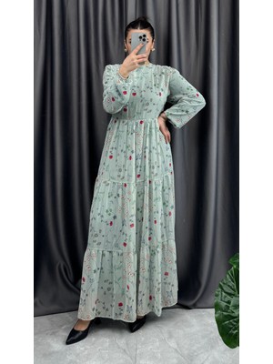 Nisum Moda Şifon Desenli Elbise