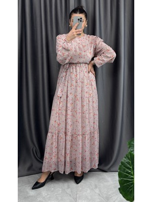 Nisum Moda Şifon Desenli Elbise