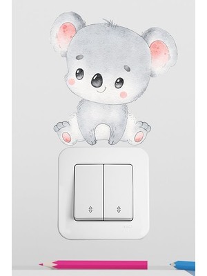 Pinkipay Sevimli Ayıcık Çocuk Odası Dekoratif Priz Stickerı