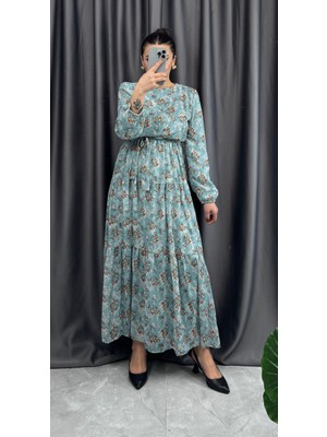 Nisum Moda Şifon Desenli Elbise