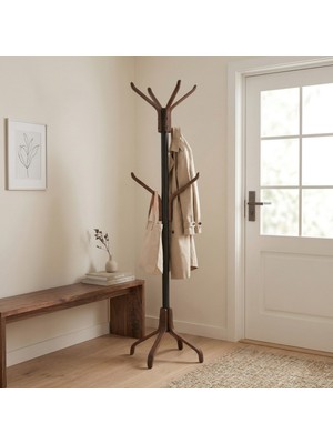 Vilinze Vesti Ahşap Ayaklı Metal Portmanto Elbise Askılık