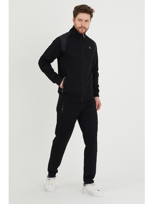 Erkekler İçin Dawrazz Siyah Hakim Yaka Eşofman Takımı M Beden Kompak Penye Malzeme