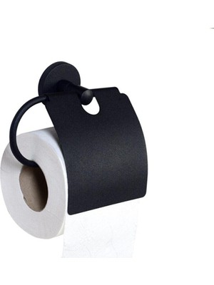 Multistore Siyah Paslanmaz Tuvalet Kağıtlığı Kapaklı Ergonomik Tasarım Mat Siyah Renk