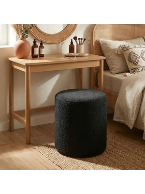 Zem Lines Puf, Teddy Kumaş Siyah