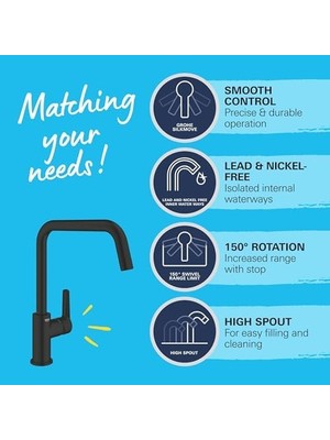 Yvz Store Start Eviye Bataryası | 150° Dönüş Açısı | Mat Siyah | 304702430