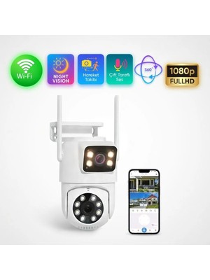 Invicta Akıllı Wi-Fi Çift Lensli 4Mp Akıllı Takip Kör Noktasız,Gece Görüşlü,360 Derece Güvenlik Kamerası,Ses Alma ve Verme