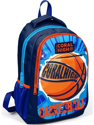 Yvz Store Lacivert Basketbol Desenli Ilkokul ve Ortaokul Sırt Çantası Üç Bölmeli Erkek Çocuk