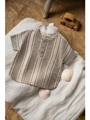 Oversize Yarım Patlı Gömlek 1-7 Yaş Yeşil