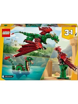 Yvz Store 3’ü 1 Arada Orta Çağ Ejderhası 31161-9 Yaş ve Üzeri Çocuklar Için Deniz Yılanı ve Zümrüdüankaya Dönüşen Oyuncak Yapım Seti, Doğum Günü Hediyesi (715 Parça)