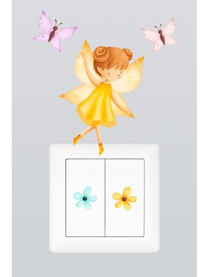 Pinkipay Sevimli Peri Kızı Çocuk Odası Dekoratif Priz Stickerı